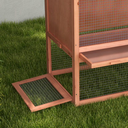 PawHut 2 Tier Rabbit Hutch Outdoor, Guinea Pig Hutch, Solid Wood Bunny House, Water Resistant Asphalt Roof Ramp Sliding tray 144 x 64.5 x 100 cm 
