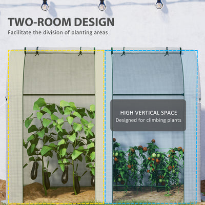 Outsunny 94 x 185cm Mini Two-Room Greenhouse - White 