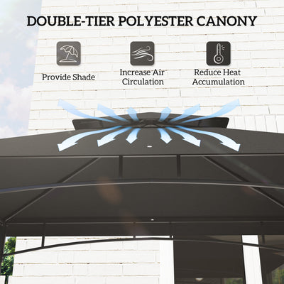 Outsunny 150 x 240cm BBQ Grill Gazebo, with Shelves - Grey 
