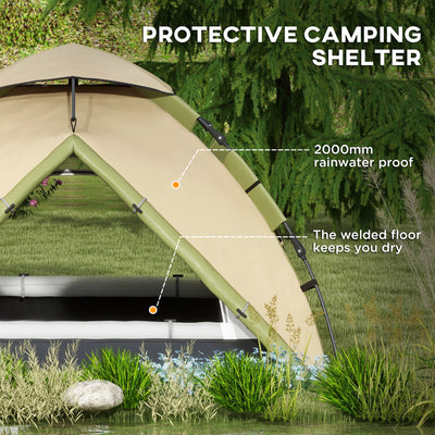 Outsunny Two-Man One Room Camping Tent, with Accessories - Dark Green 