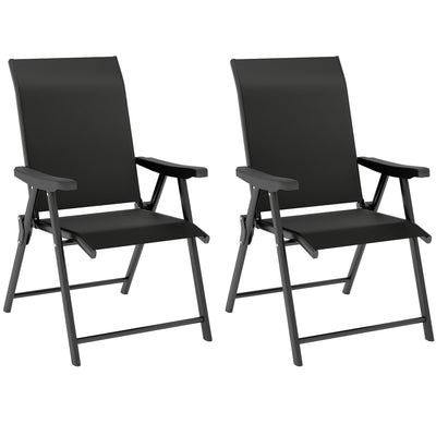 Outsunny Set of Two Folding Outdoor Chairs - Black 