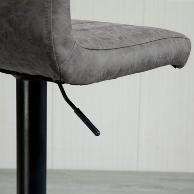 HOMCOM Adjustable Barstools Set of 2, Swivel Counter Bar Chairs, Bar Stools with Footrest, PU Leather, Gas Lift, Grey 