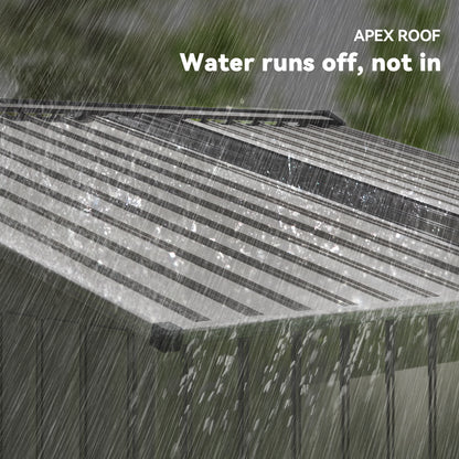 Outsunny Garden Storage Shed, Metal Outdoor Storage Shed House with Foundation Kit, Ventilation, Doors, 9 x 6FT, Grey