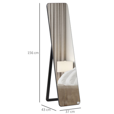 HOMCOM Full Length Mirror, Free Standing or Wall Hanging, Tall Full Body Mirror for Bedroom, Hallway, Black 