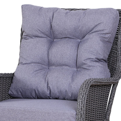Outsunny 5PCS Deluxe Garden Rattan Furniture Sofa Chair & Stool Table Set  Patio Wicker Weave Furniture Set Aluminium Frame Fully-assembly - Grey 