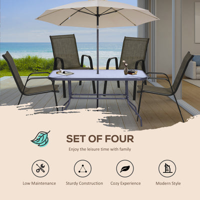 Outsunny Set of Four Stackable Mesh Seat Chairs - Mixed Brown 