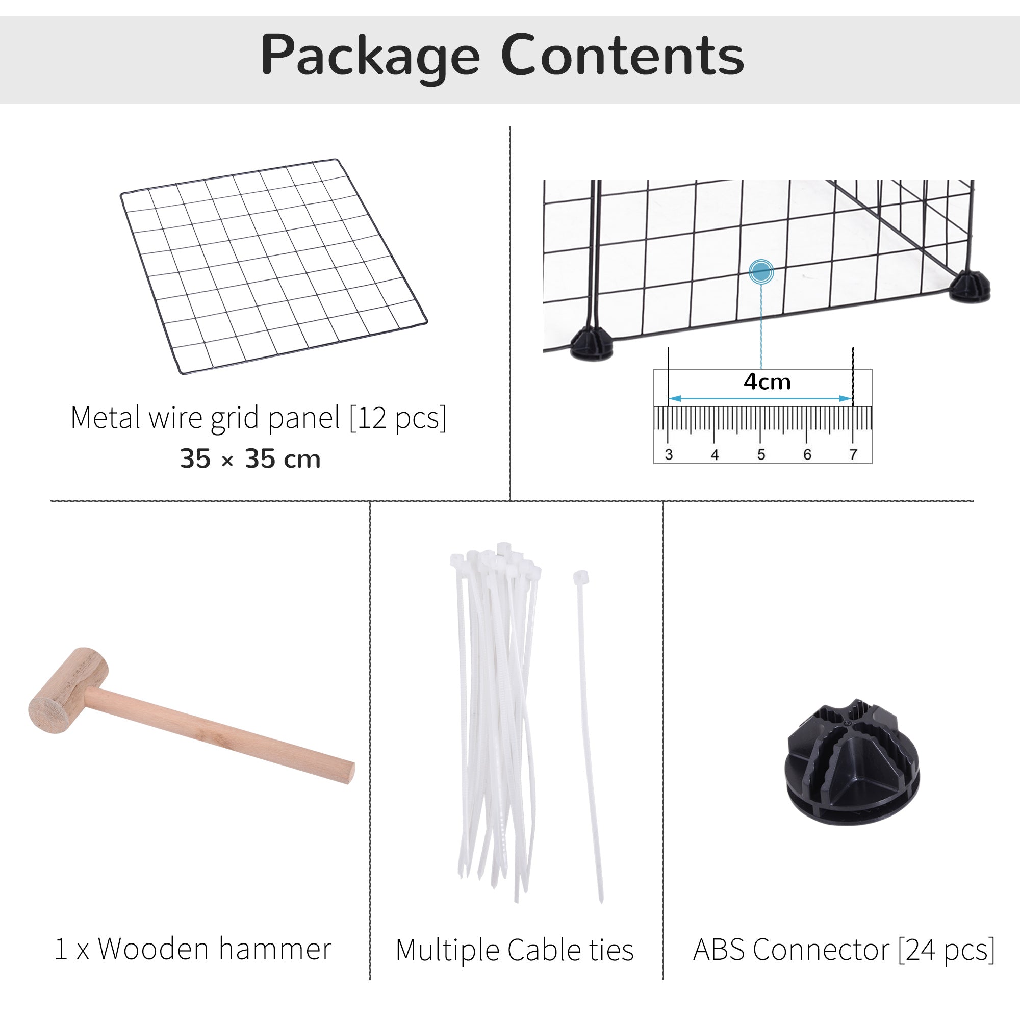 PawHut DIY Pet Playpen Metal Wire Fence 12 Panel Enclosure Indoor Outdoor Guinea Pig Bunny Small Animals Cage Black 