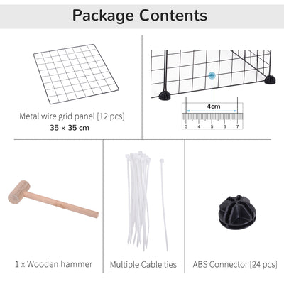 PawHut DIY Pet Playpen Metal Wire Fence 12 Panel Enclosure Indoor Outdoor Guinea Pig Bunny Small Animals Cage Black 