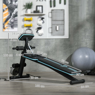 HOMCOM Foldable Weight Bench, Adjustable Strength Training Sit Up Ab Bench, Incline/Decline, Blue 