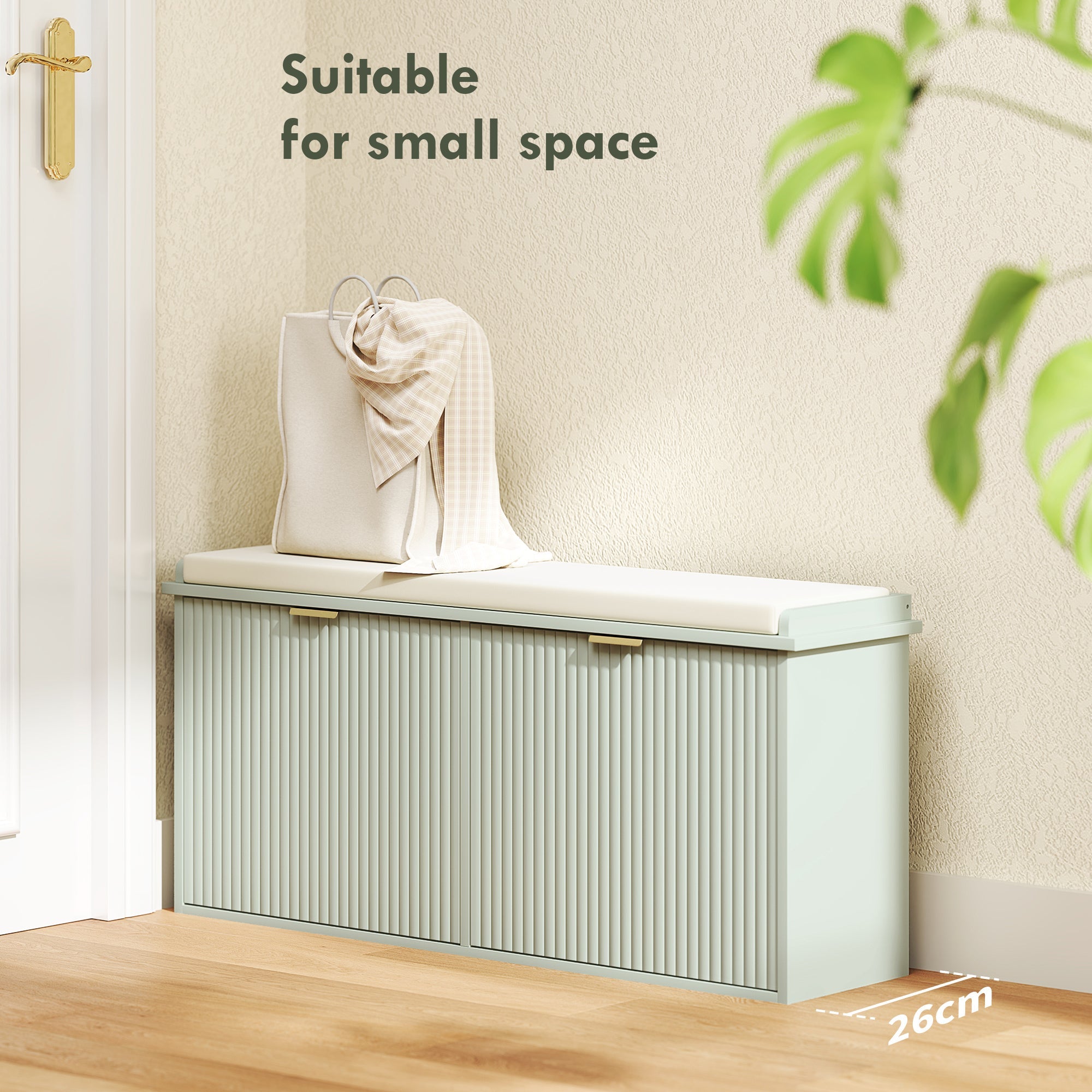 HOMCOM Elegant Ten Shoe Bench, with Top Seat - Green 