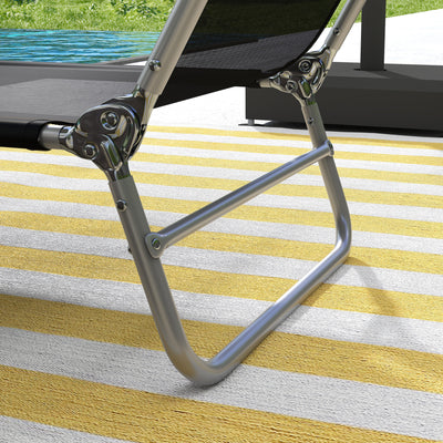 Outsunny Set of Two Steel Frame Sun Loungers, with Reclining Backs - Black 