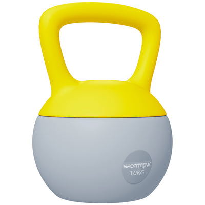 SPORTNOW Soft Kettlebell, 10kg Kettle Bell with Non-Slip Handle for Home Gym Weight Lifting and Strength Training, Yellow and Grey 