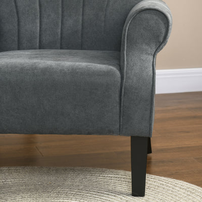 HOMCOM Upholstered Accent Chair with High Back, Rolled Arms and Wood Legs, Soft Thick Padded Armchair, Grey 