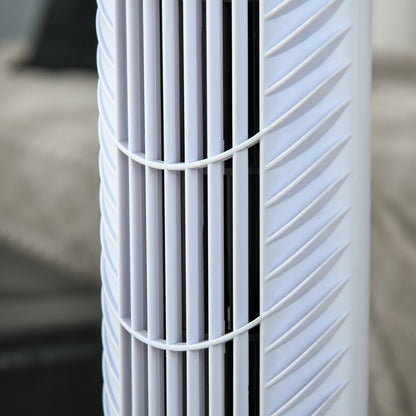 HOMCOM 36'' Freestanding Tower Fan, 3 Speed 3 Mode, 7.5h Timer, 70 Degree Oscillation, LED Panel, 5M Remote Controller, White 