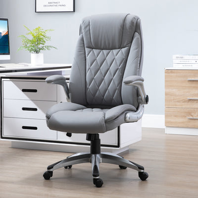 Vinsetto Faux Leather Executive Swivel Office Chair - Grey 