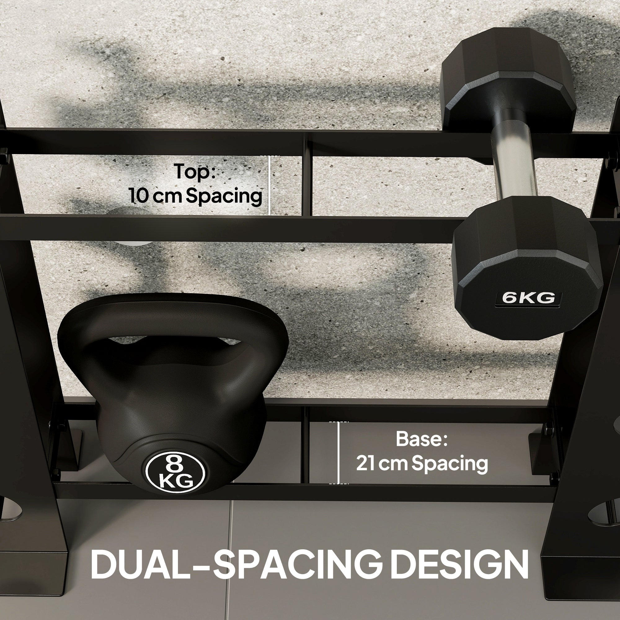 SPORTNOW 4-Tier Dumbbell Rack, Heavy-Duty Weight Rack for Dumbbells, Kettlebells and Multiple Balls, 200 KG Capacity, Black 