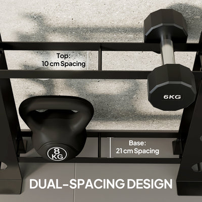 SPORTNOW 4-Tier Dumbbell Rack, Heavy-Duty Weight Rack for Dumbbells, Kettlebells and Multiple Balls, 200 KG Capacity, Black 