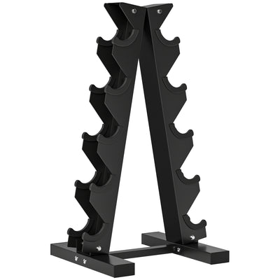 SPORTNOW Five-Tier Dumbbell Storage Rack, for Home Gym Exercise - Black 