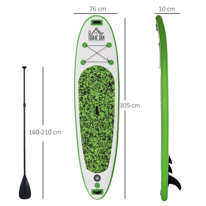 HOMCOM Inflatable Stand Up Paddle Board, 10' x 30" x 4", Non-Slip SUP, with ISUP Accessories, Hand Pump, 3 Fins, Adj Paddle for Youth Adult Beginners/Experts 