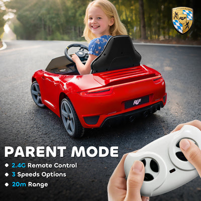 AIYAPLAY Kids Electric Car, 12V Licensed RUF GT Ride on Car with Suspension, Remote Control, Music, for 3-5 Years, Red 