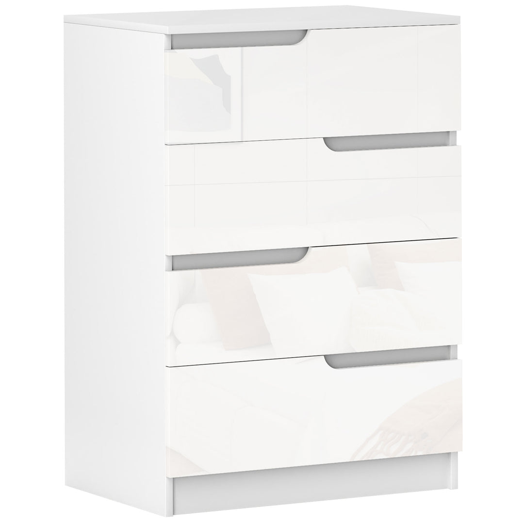 HOMCOM Chest of Four High Gloss Front Drawers - White 