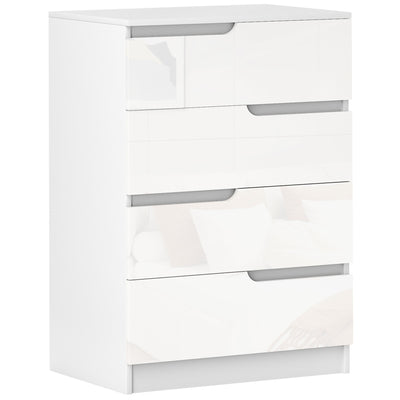 HOMCOM Chest of Four High Gloss Front Drawers - White 