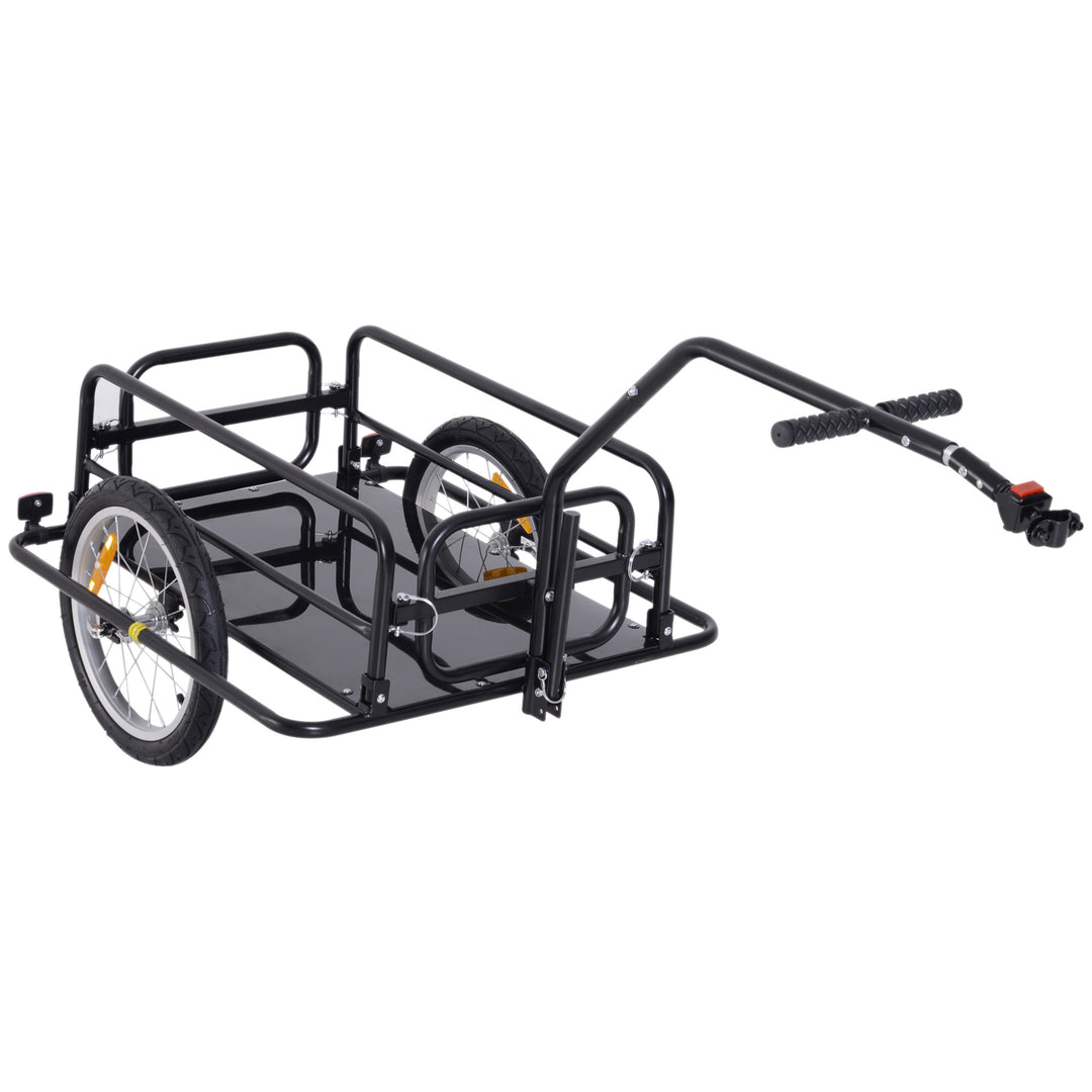 HOMCOM Bike Cargo Trailer Bicycle Cargo Storage Cart w/ Hitch Cycling Camping Luggage Storage Carrier Transport Steel Black 