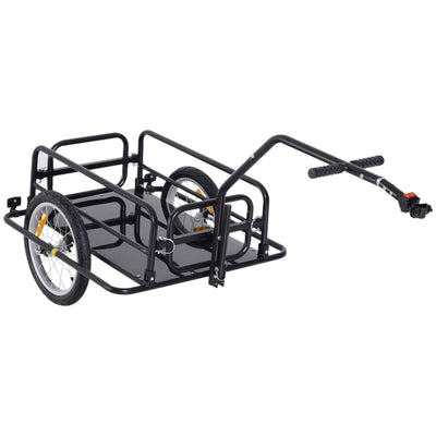 HOMCOM Bike Cargo Trailer Bicycle Cargo Storage Cart w/ Hitch Cycling Camping Luggage Storage Carrier Transport Steel Black 