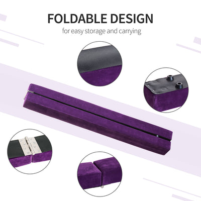 HOMCOM 2.1M 7FT Gymnastics Folding Balance Beam Home Gym Training Exercise Sports - Purple 