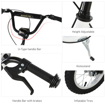 HOMCOM Dual Brakes 12" Metal frame Kick Scooter adjustable black 