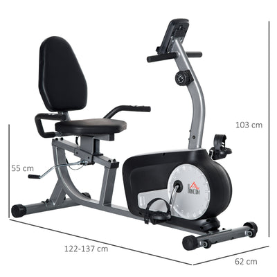 HOMCOM Exercise Bike with LCD Display, Stationary Bike with Quiet 8-Level Magnetic Resistance, Adjustable Seat and Backrest, Indoor Cycling Exercise Equipment for Home Gym Fitness Workout Training 