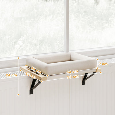 PawHut Cat Radiator Bed, Adjustable Hanging Cat Hammock with Removable and Washable Cushion for Indoor Cats, Cream White 