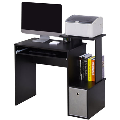 HOMCOM Computer Desk with Sliding Keyboard Tray Storage Drawer Shelf Home Office Workstation Black 