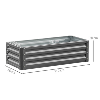 Outsunny Set of Two 110 x 50cm Steel Planter Boxes -  Light Grey 