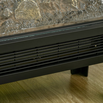 HOMCOM 180\'c2\'b0 Charming Electric Fireplace Heater, Quiet Freestanding Stove with LED Flame Effect, Level-less Temperature Control, Overheating Protection, 1000W/2000W, Black 