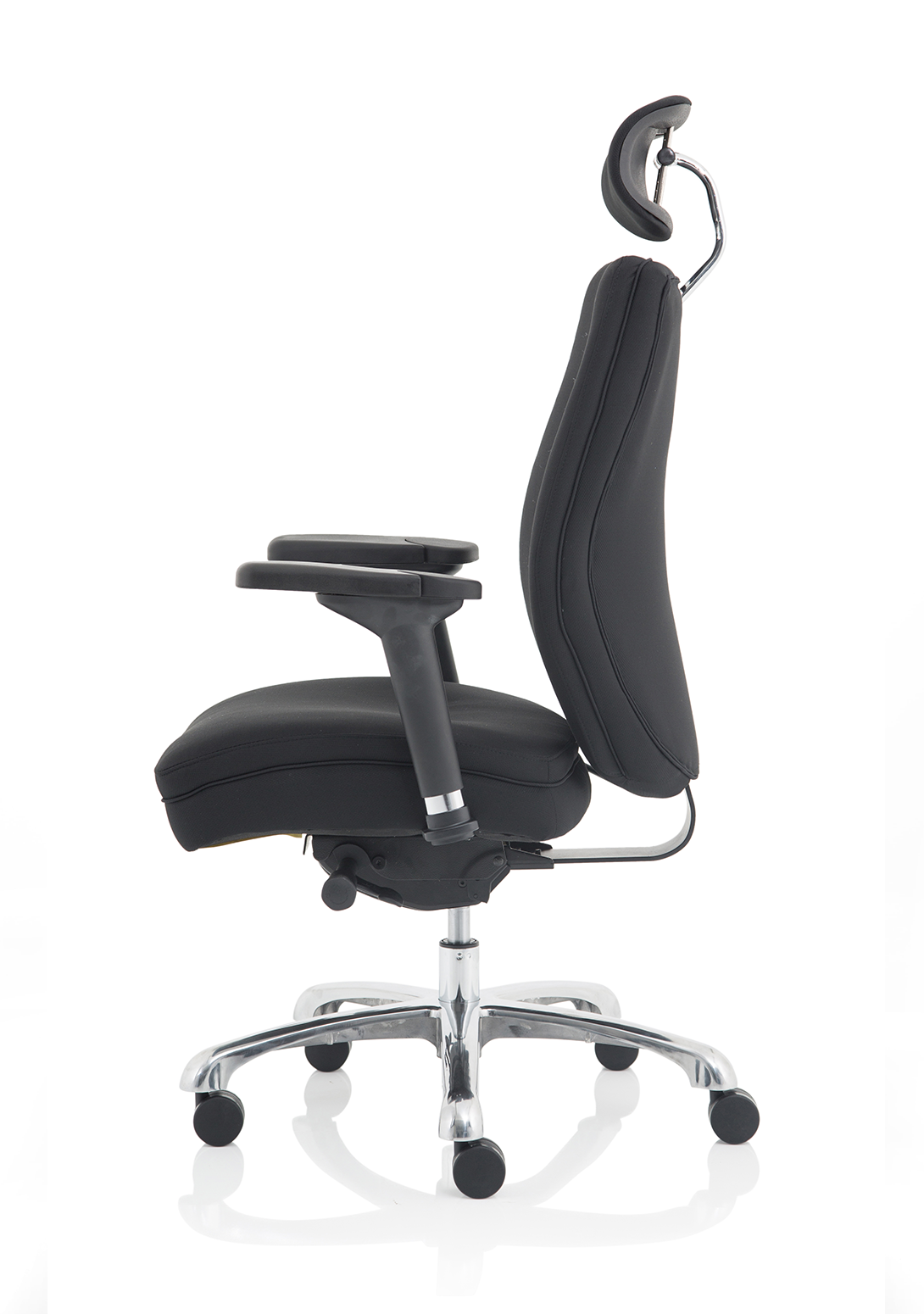 Domino High Back Black Posture Chair with Arms and Headrest