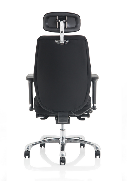 Domino High Back Black Posture Chair with Arms and Headrest