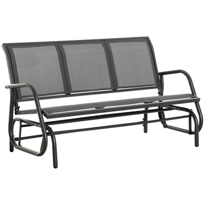 Outsunny 3-Seat Glider Rocking Chair for 3 People Garden Bench Patio Furniture Metal Frame, Grey 