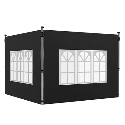 Outsunny Gazebo Side Panels, Sides Replacement with Window for 3x3(m) or 3x4m Pop Up Gazebo, 2 Pack, Black 