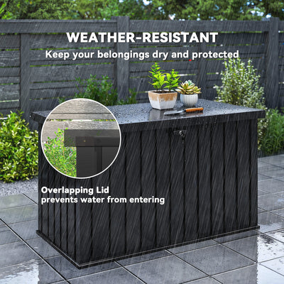 Outsunny 400L Galvanised Steel Garden Storage Box, Black 