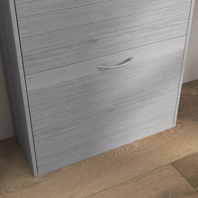 HOMCOM 12-Shoe Flip Drawer Storage Cabinet - Grey Wood-Effect 