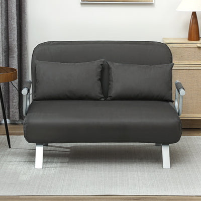 HOMCOM Two-Seater Click-Clack Sofa Bed - Charcoal Grey 