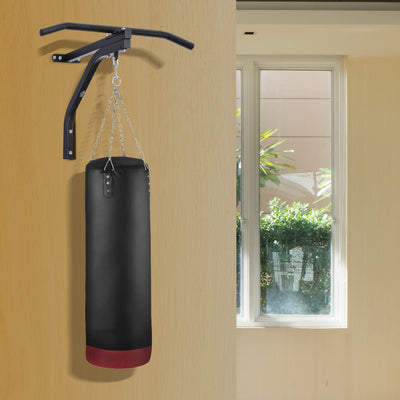 HOMCOM Punching Bag Hanger Wall Mount Bracket Kick Boxing MMA Training Frame Home Fitness Workout Pull Up Bar, Black 