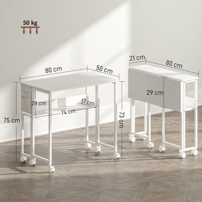 HOMCOM 80 cm Drop Leaf Writing Work Desk - White 