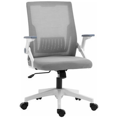 Vinsetto Mesh Office Chair, Desk Chair with Lumbar Support, Flip-up Armrest, Swivel Wheels, Adjustable Height, Grey 