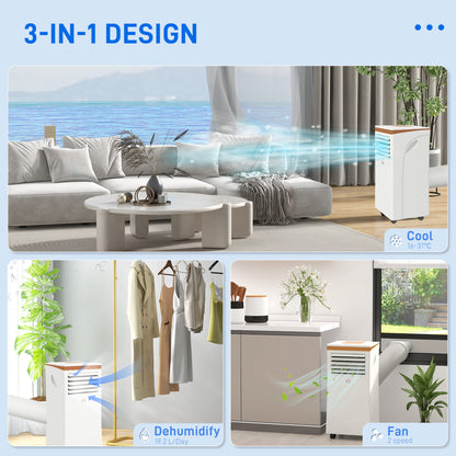 HOMCOM 7000 BTU Air Conditioning Unit, 3-in-1 Portable Air Conditioner, Dehumidifier, Cooling Fan with Remote, LED Display, 2 Speeds, 24H Timer, Window Venting Kit, 15m² 