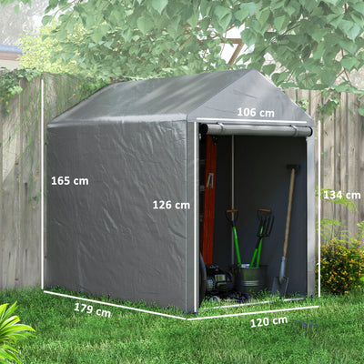 Outsunny 179 x 120cm Temporary Garden Shed, with Accessories - Light Grey 