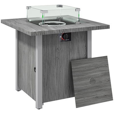 Outsunny 50,000 BTU Gas Fire Pit Table, with Cover - Dark Grey 