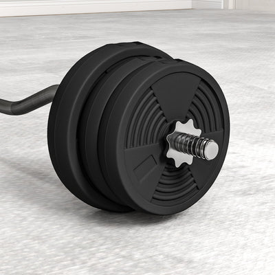 SPORTNOW 25kg Barbell Set, Adjustable Weights with Curl bar and Non-Slip Handle, for Women and Men Weight Lifting Training 