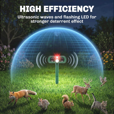 Outsunny Ultrasonic Cat Repellent, PIR Motion Sensor 110°, LED Flash, Solar Cat Deterrents for Gardens UK